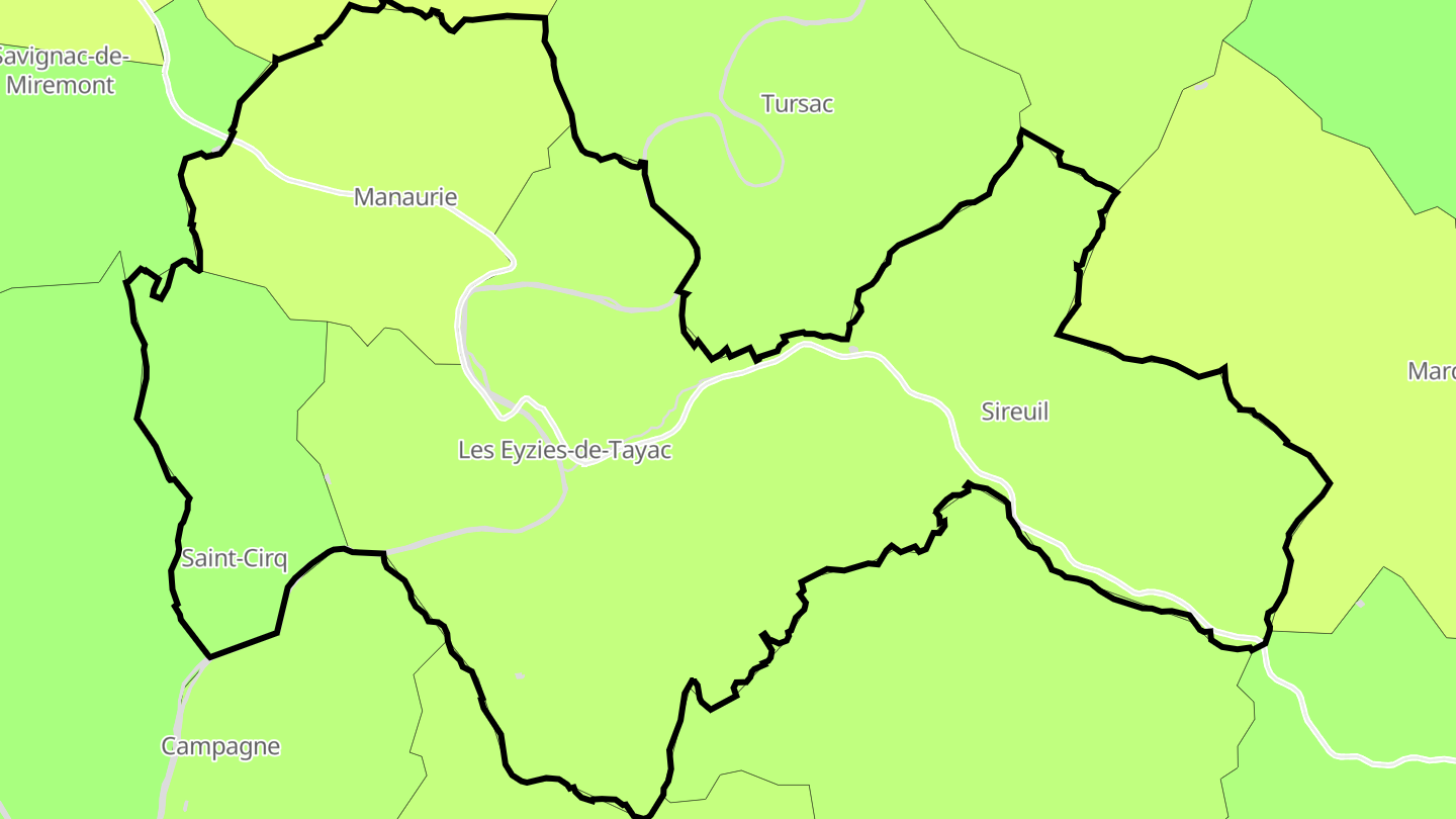 Carte des prix de l'immobilier Les Eyzies