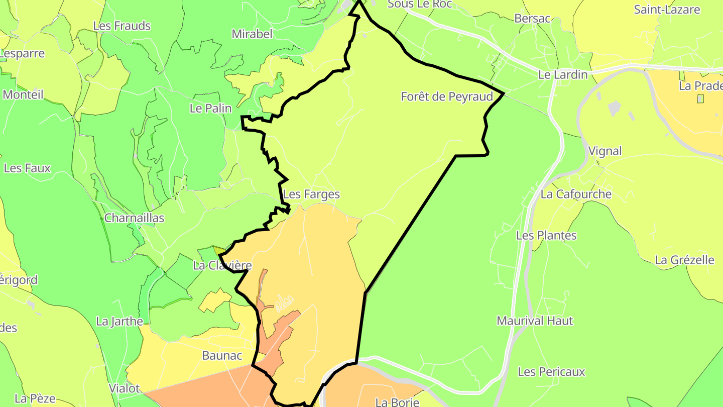 Carte des prix de l'immobilier Les Farges