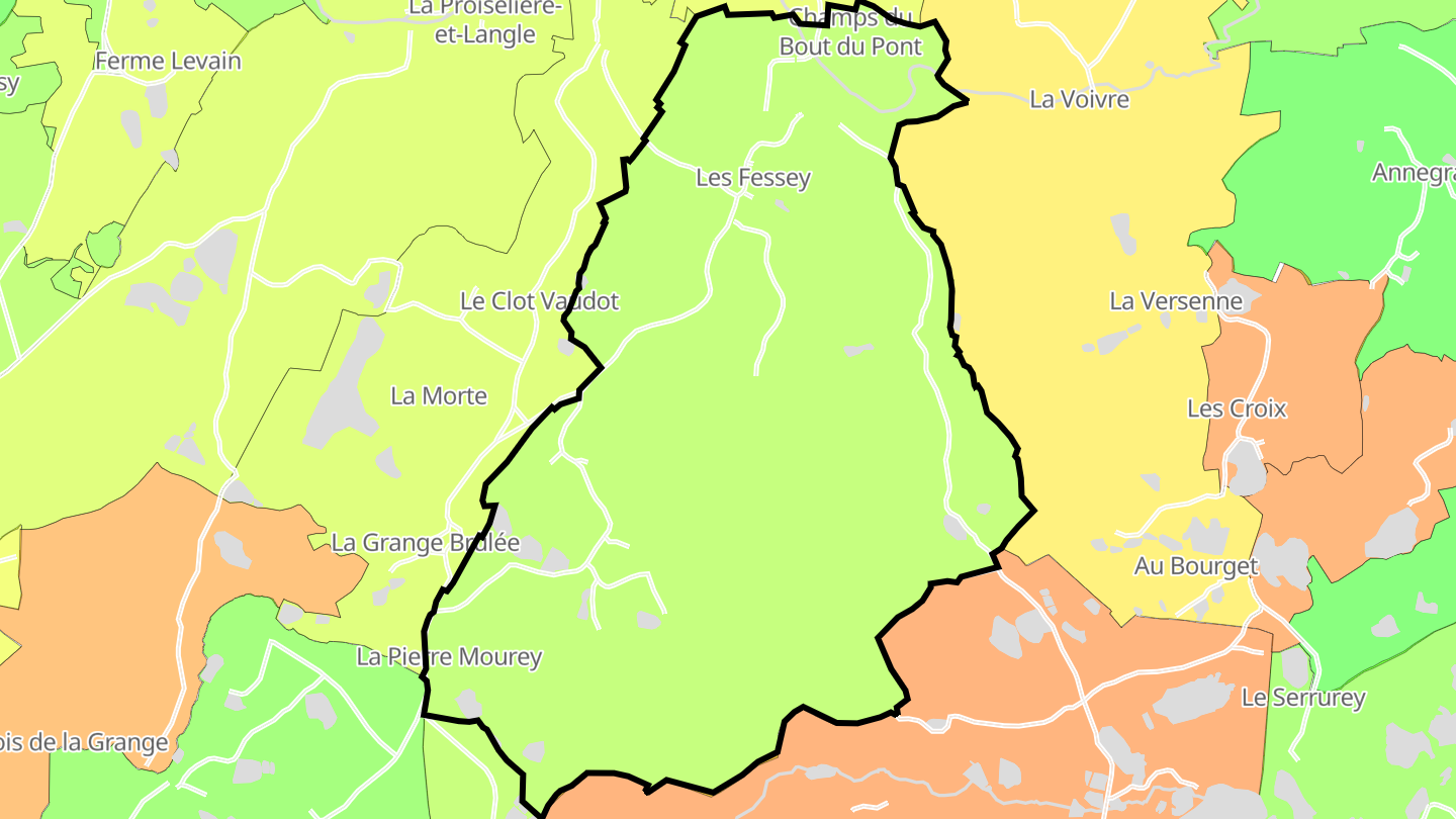 Carte des prix de l'immobilier Les Fessey
