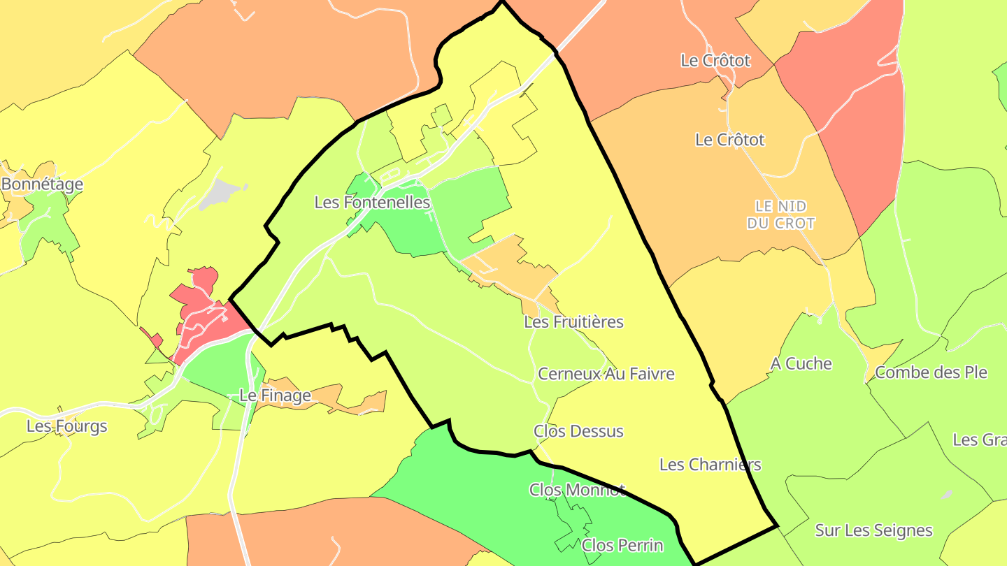 Carte des prix de l'immobilier Les Fontenelles