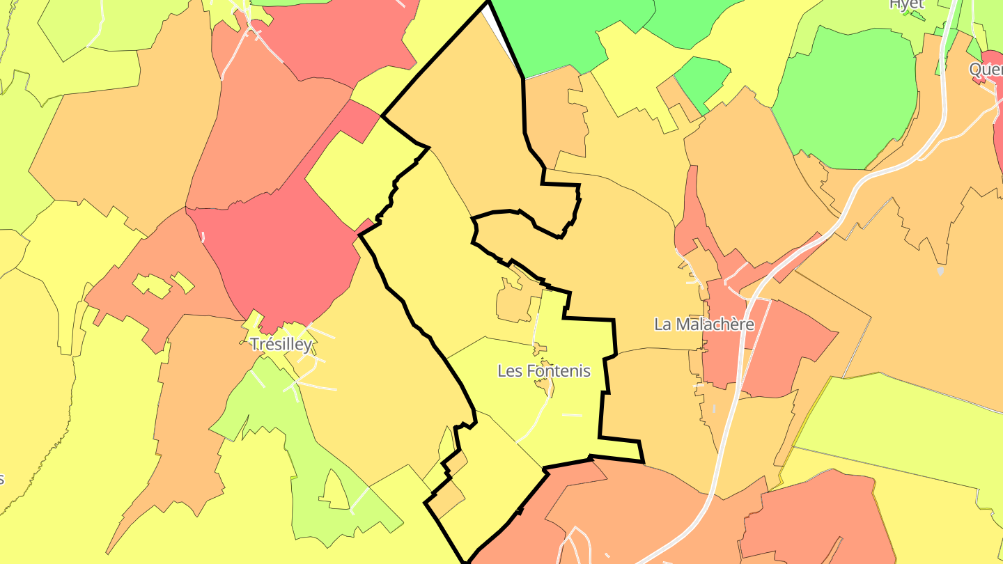 Carte des prix de l'immobilier Les Fontenis