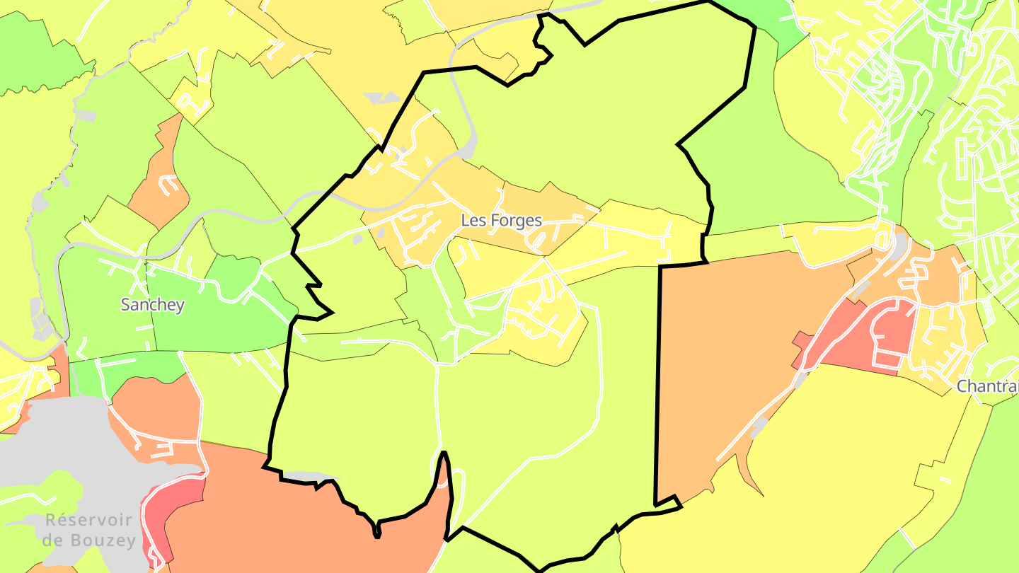 Carte des prix de l'immobilier Les Forges