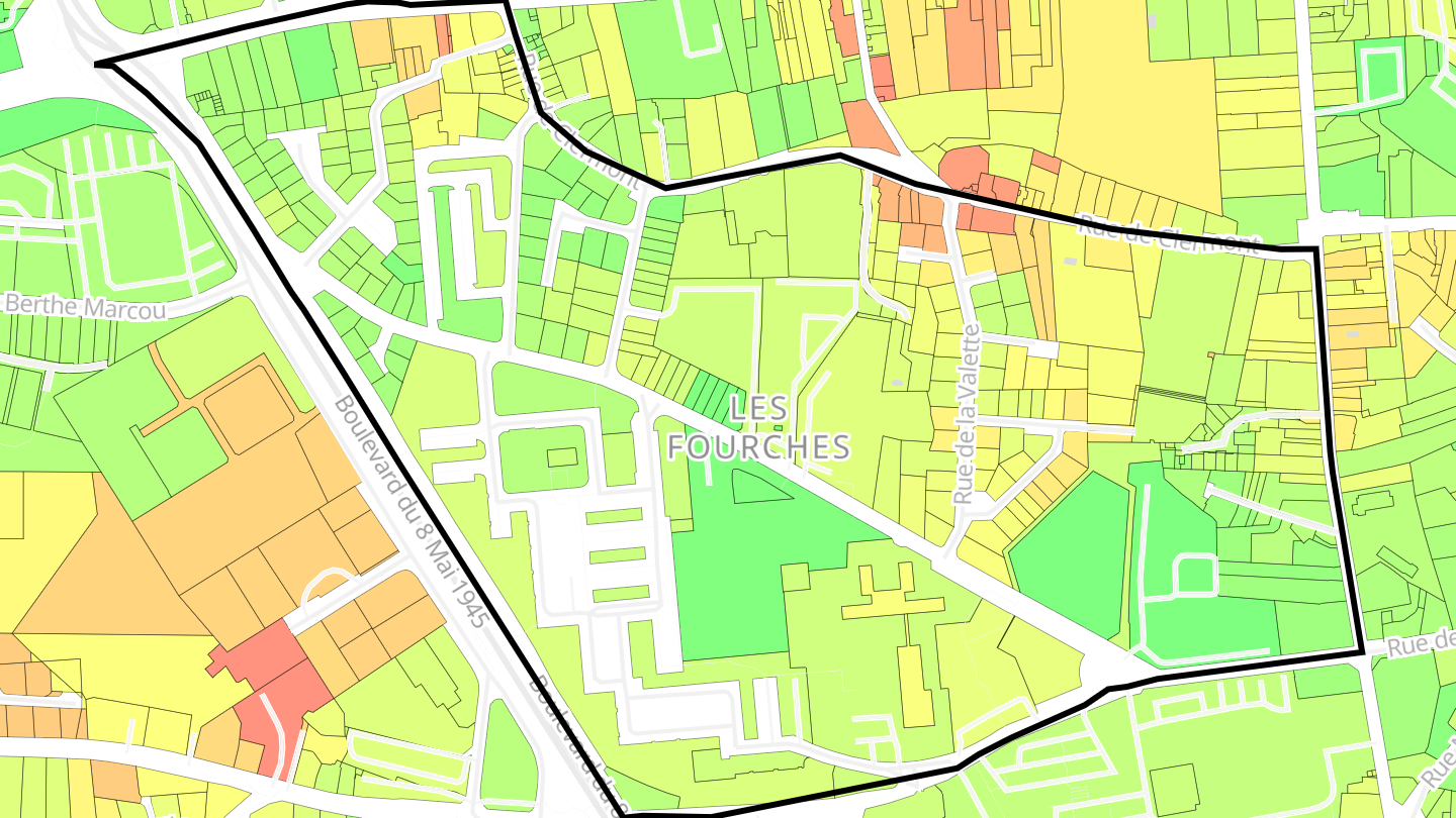Carte des prix de l'immobilier Les Fourches