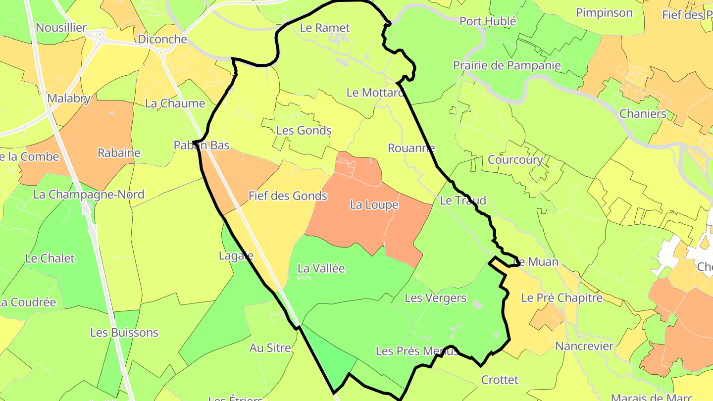 Carte des prix de l'immobilier Les Gonds