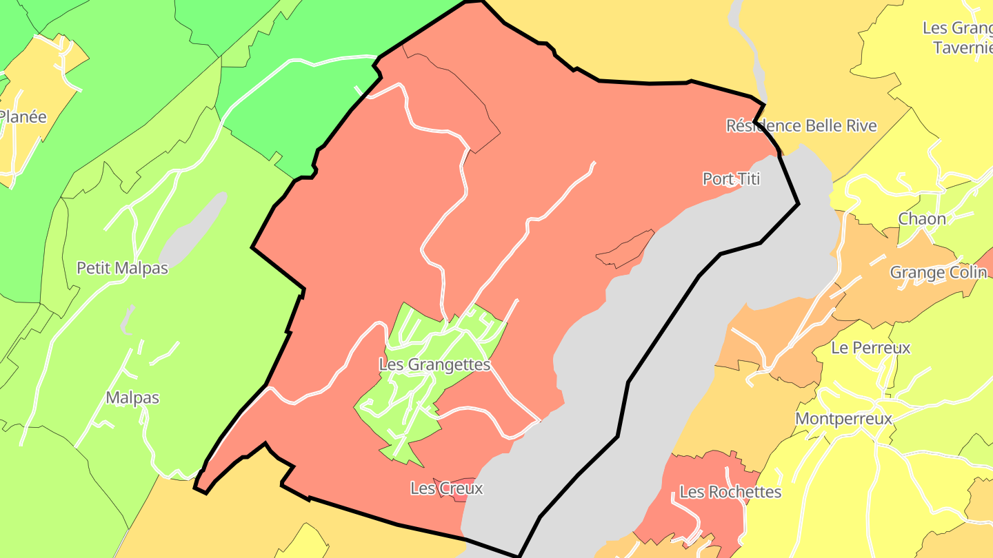 Carte des prix de l'immobilier Les Grangettes
