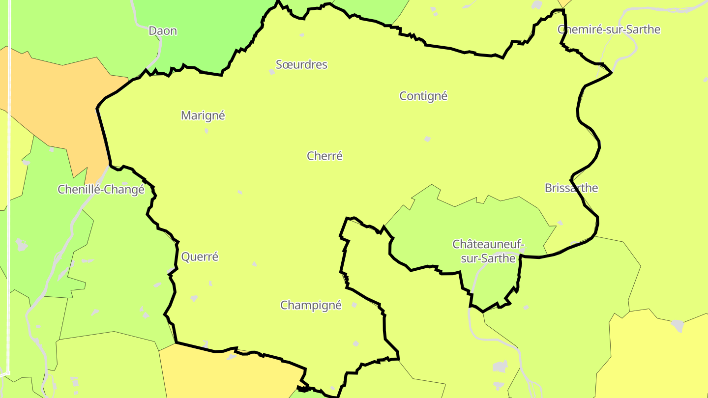 Carte des prix de l'immobilier Les Hauts-d'Anjou
