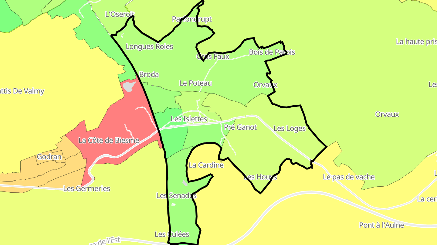Carte des prix de l'immobilier Les Islettes