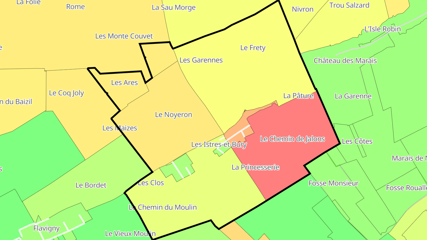 Carte des prix de l'immobilier Les Istres-et-Bury