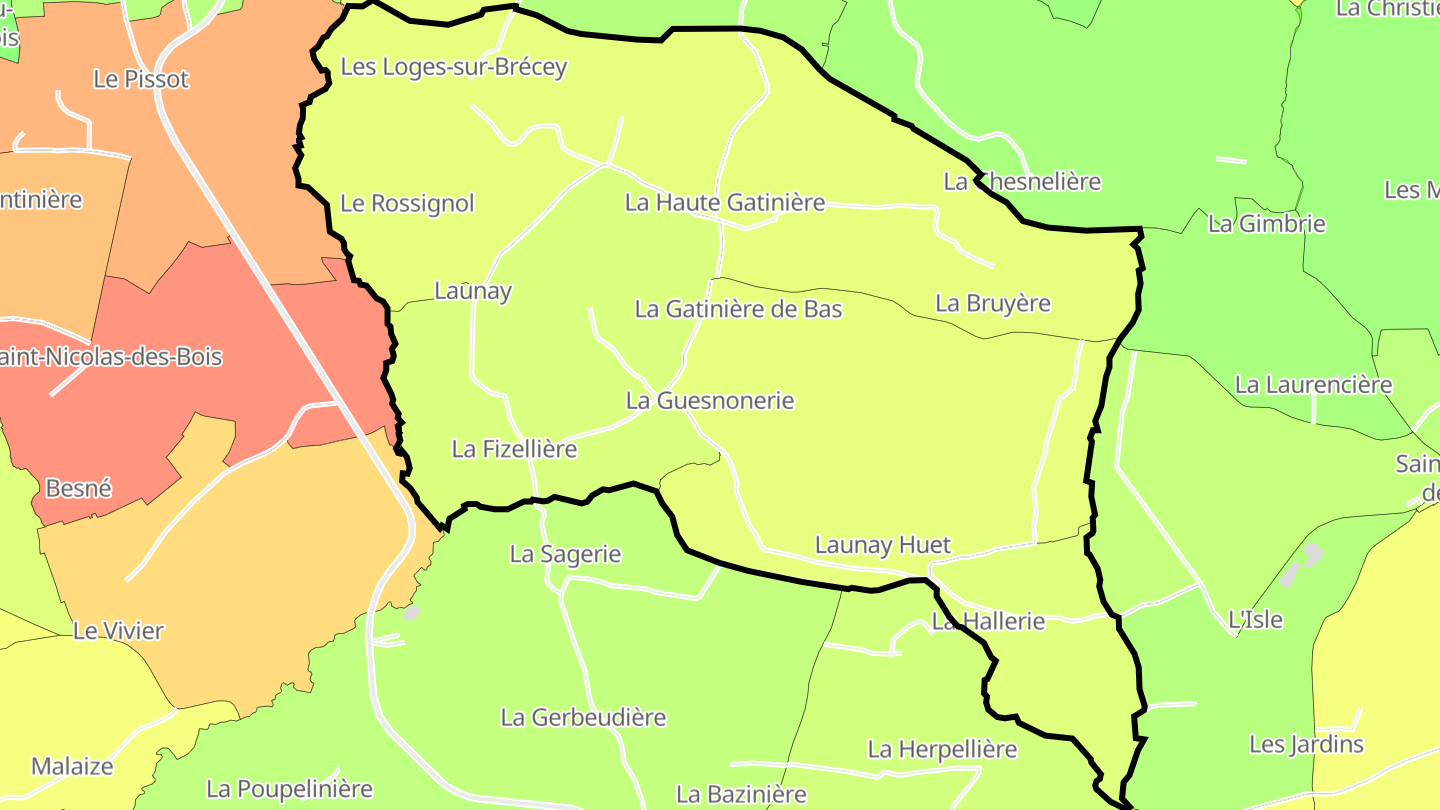 Carte des prix de l'immobilier Les Loges-sur-Brécey