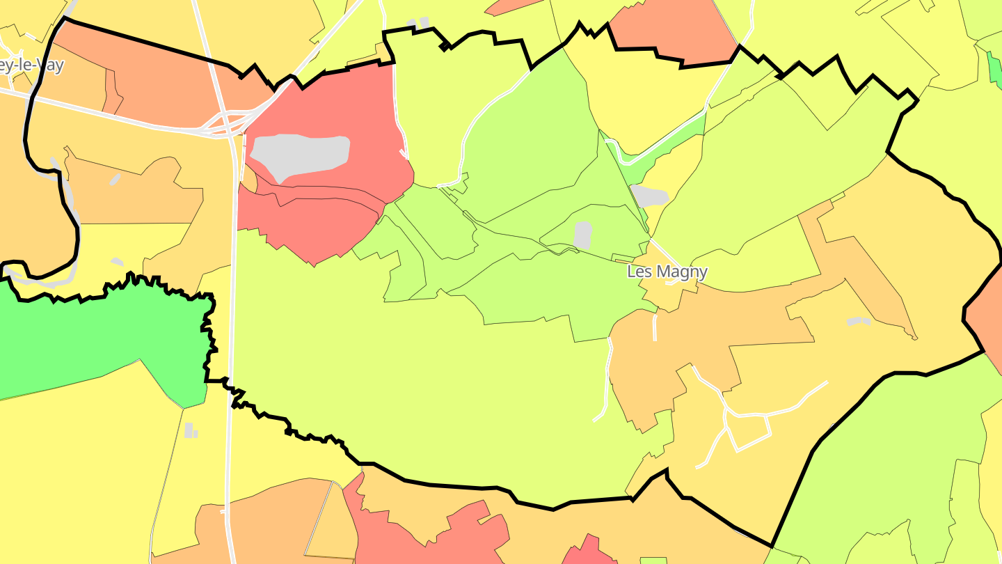 Carte des prix de l'immobilier Les Magny
