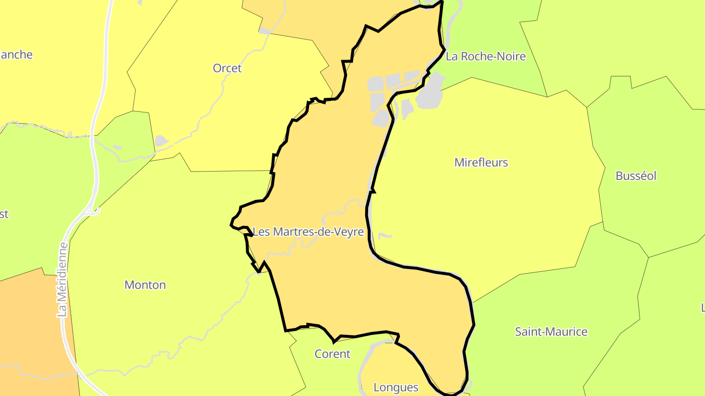 Carte des prix de l'immobilier Les Martres-de-Veyre