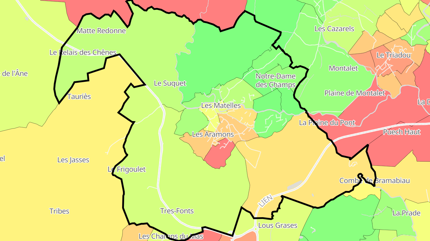 Carte des prix de l'immobilier Les Matelles