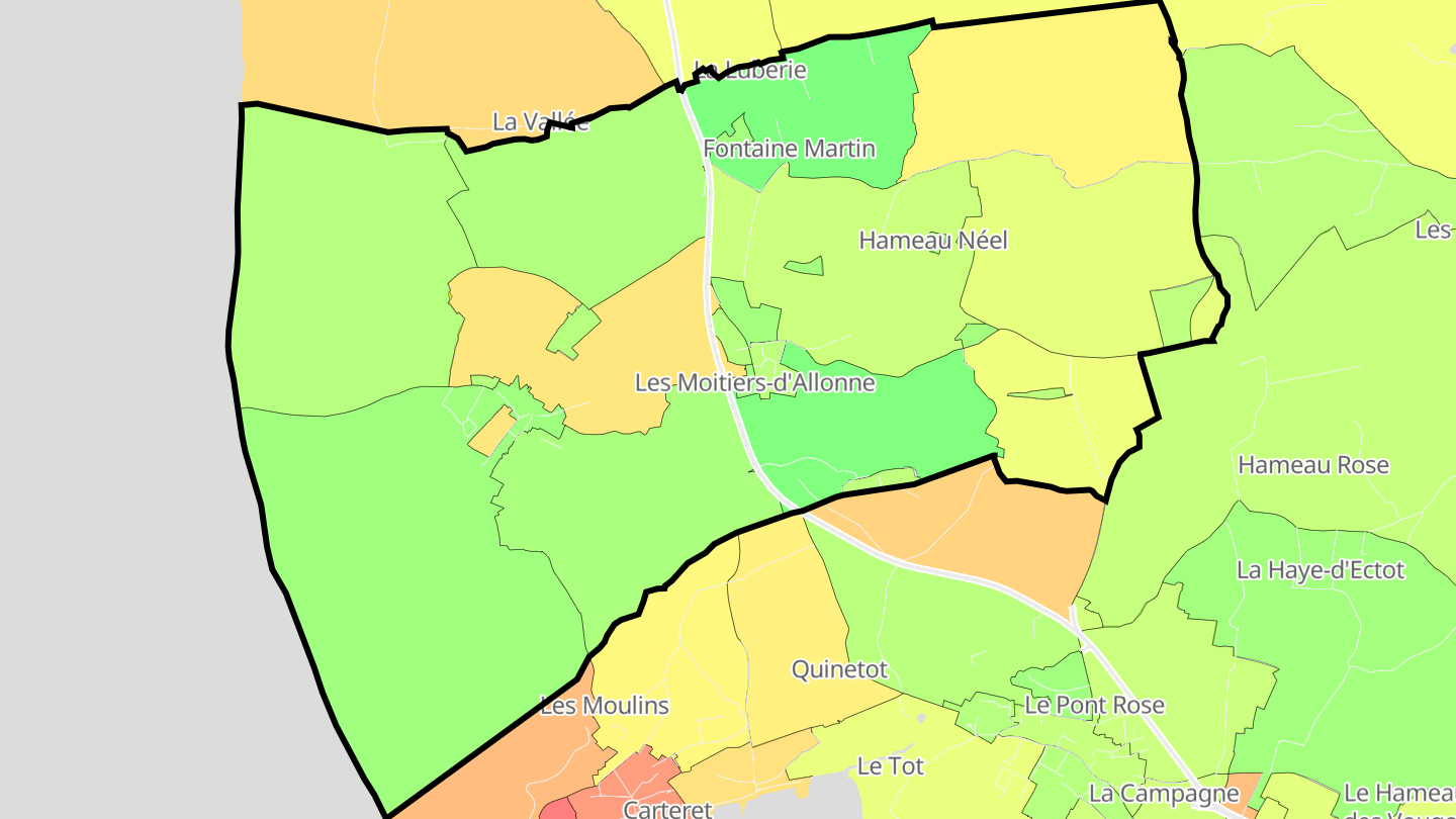 Carte des prix de l'immobilier Les Moitiers-d'Allonne