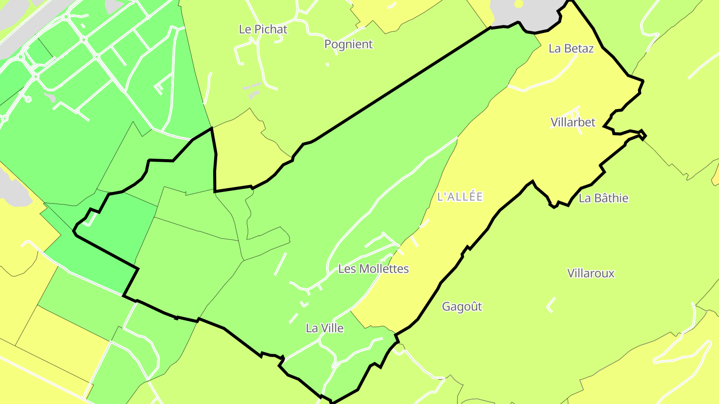 Carte des prix de l'immobilier Les Mollettes