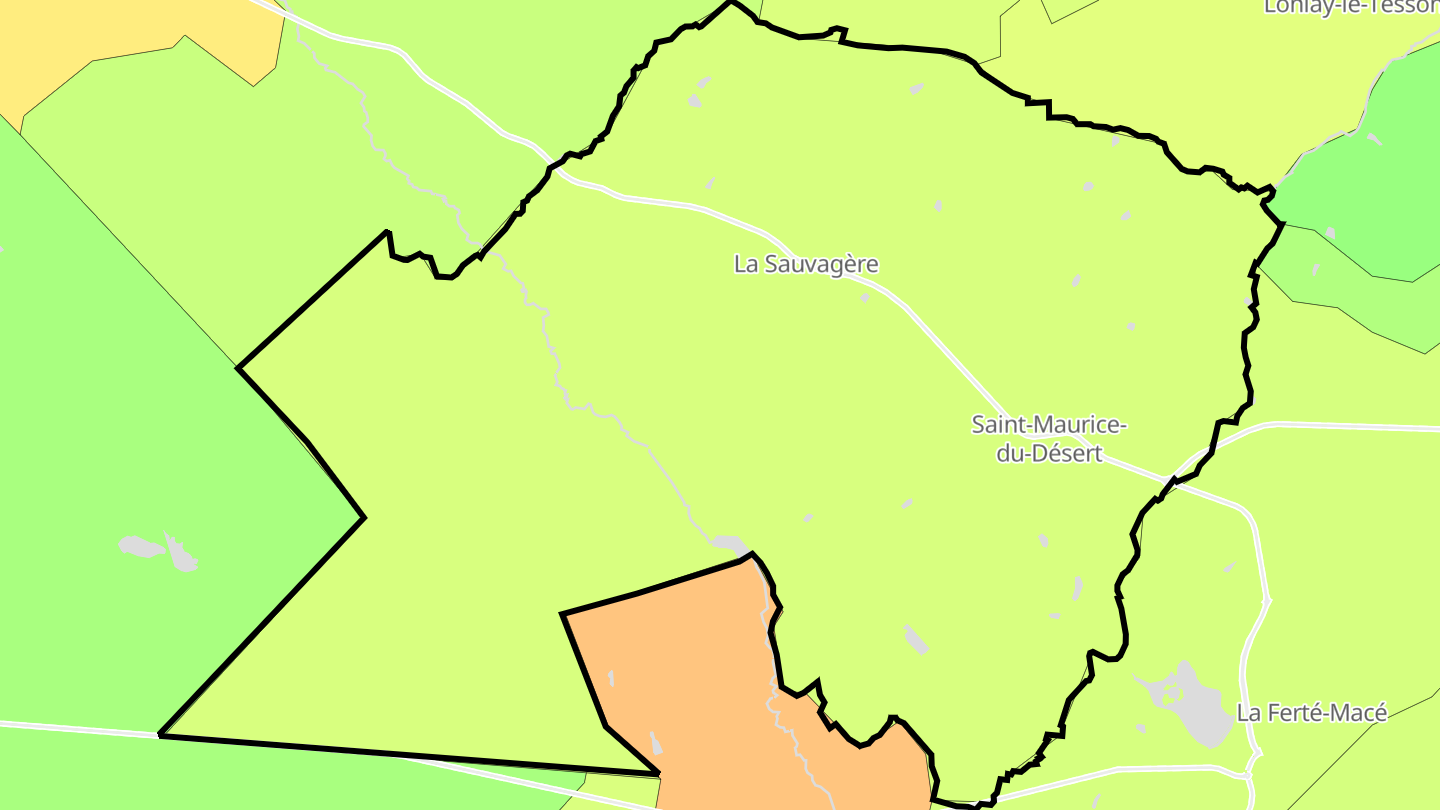 Carte des prix de l'immobilier Les Monts-d'Andaine
