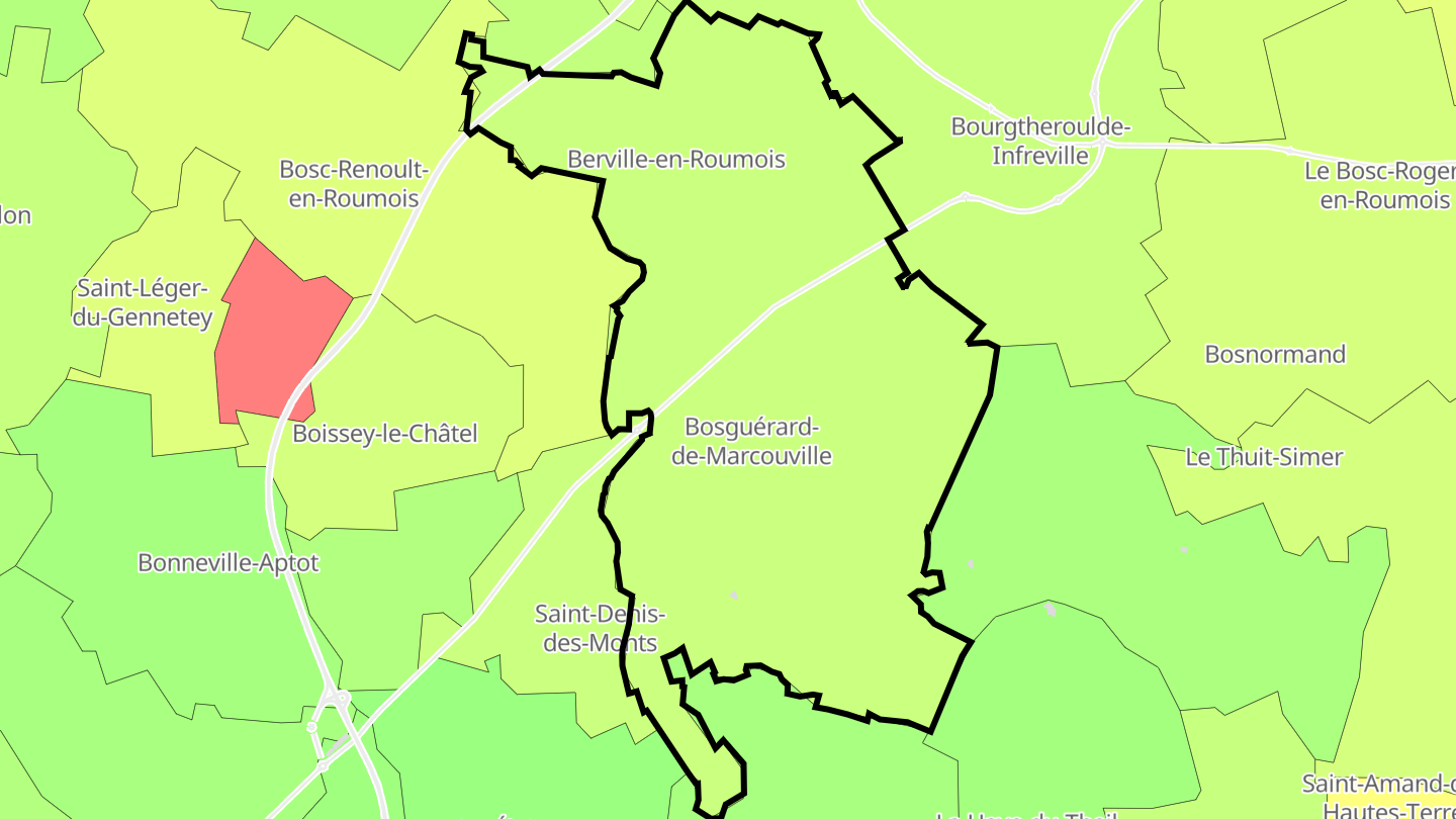 Carte des prix de l'immobilier Les Monts du Roumois