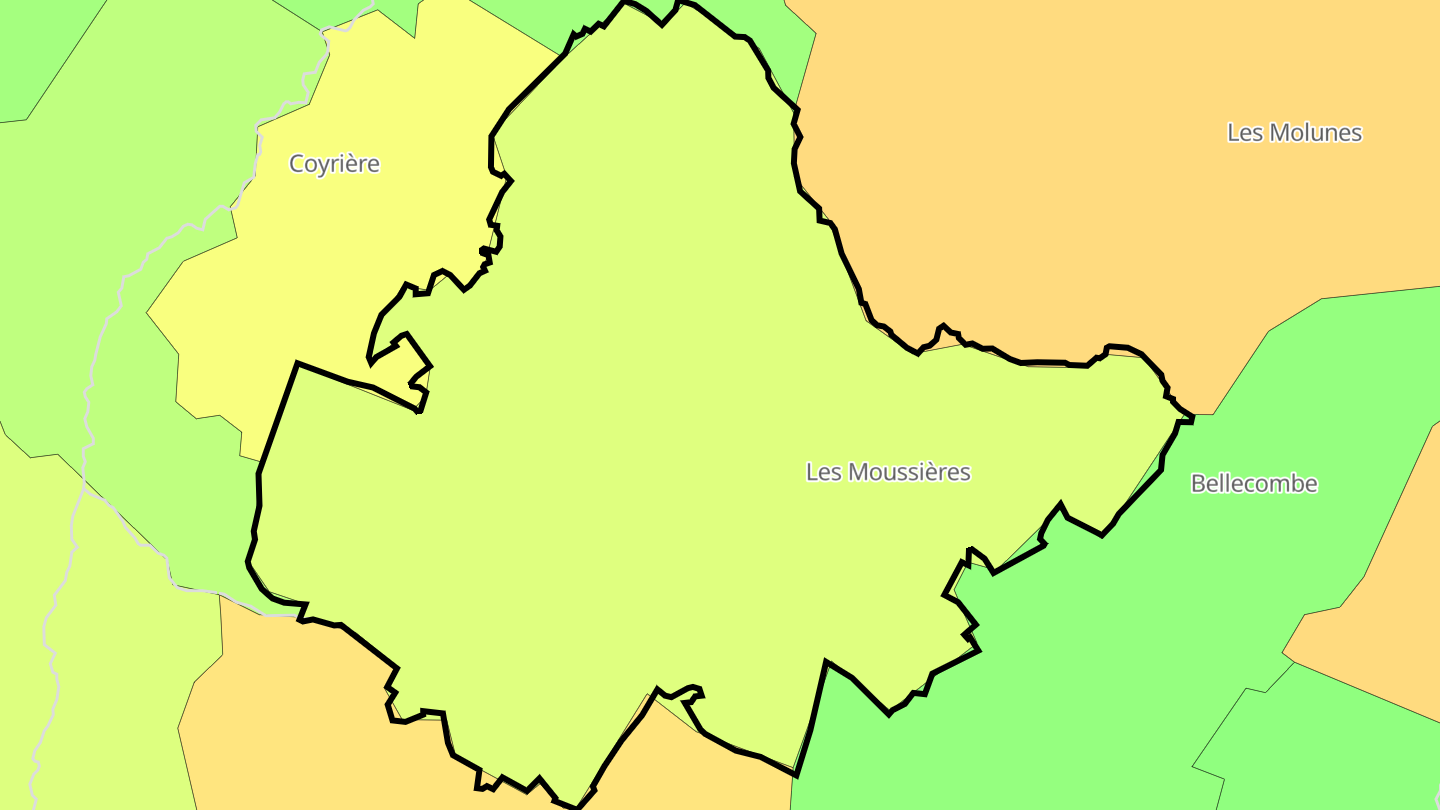 Carte des prix de l'immobilier Les Moussières