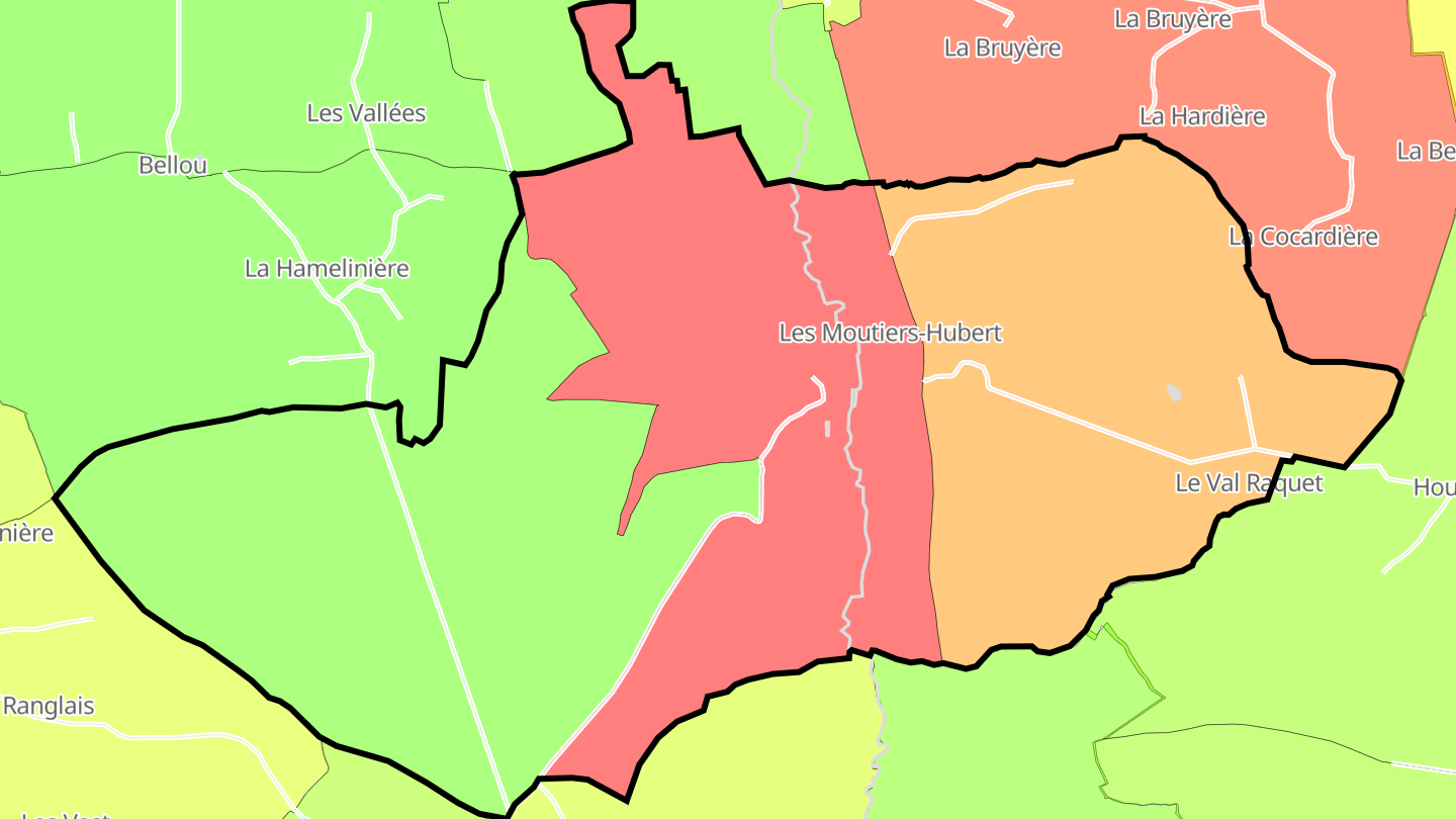 Carte des prix de l'immobilier Les Moutiers-Hubert