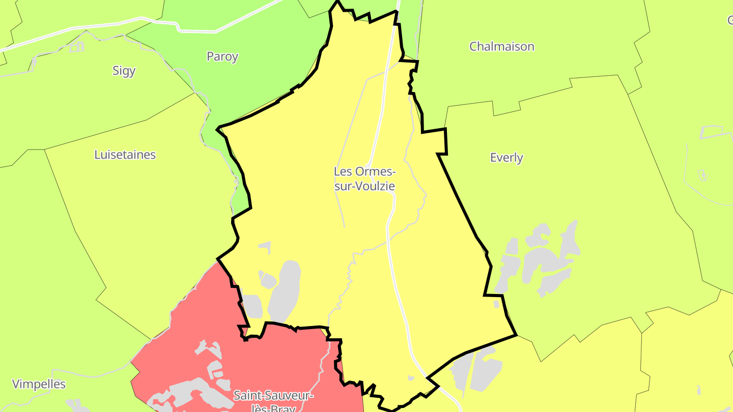 Carte des prix de l'immobilier Les Ormes-sur-Voulzie