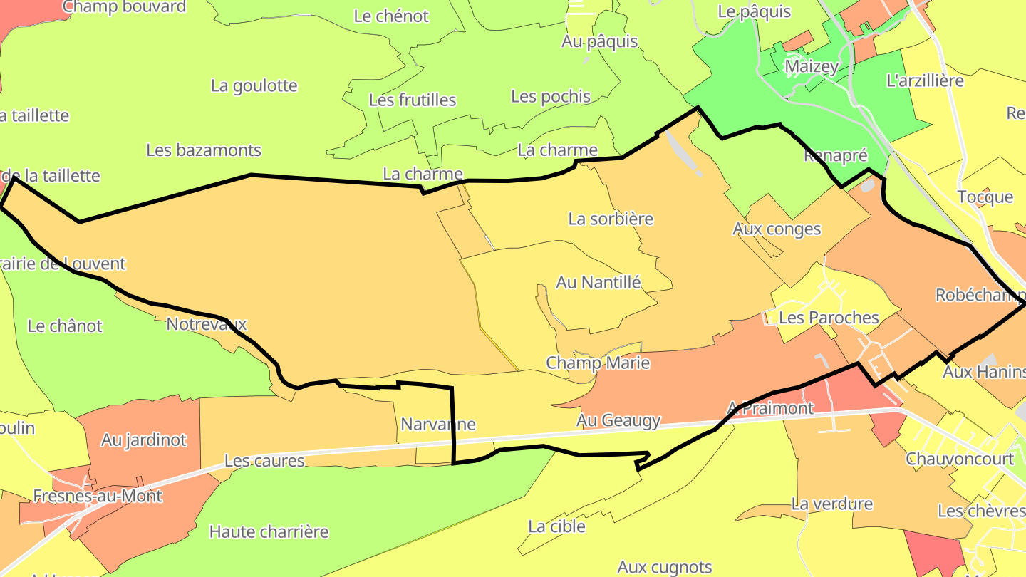 Carte des prix de l'immobilier Les Paroches