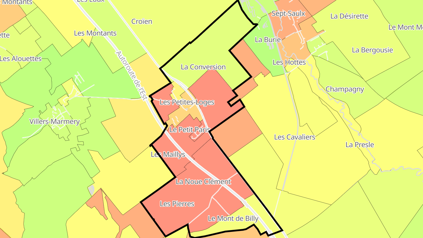 Carte des prix de l'immobilier Les Petites-Loges