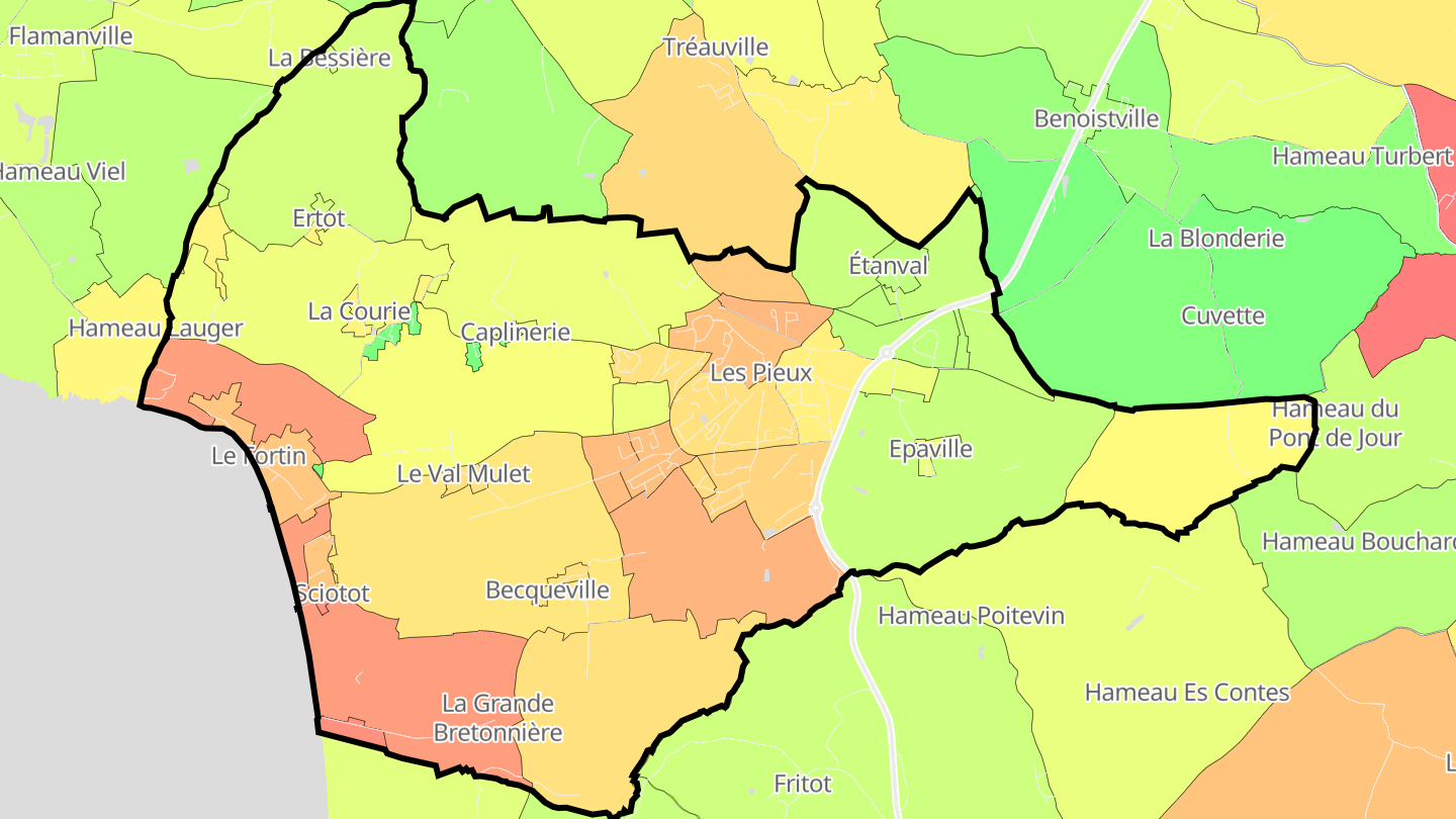 Carte des prix de l'immobilier Les Pieux