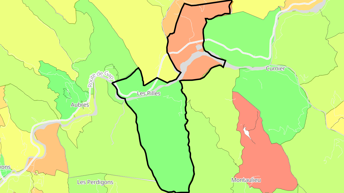 Carte des prix de l'immobilier Les Pilles