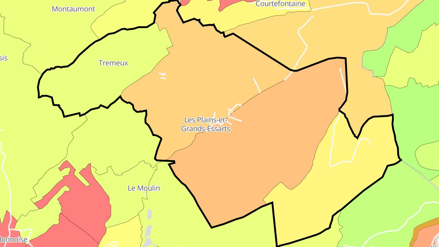 Carte des prix de l'immobilier Les Plains-et-Grands-Essarts