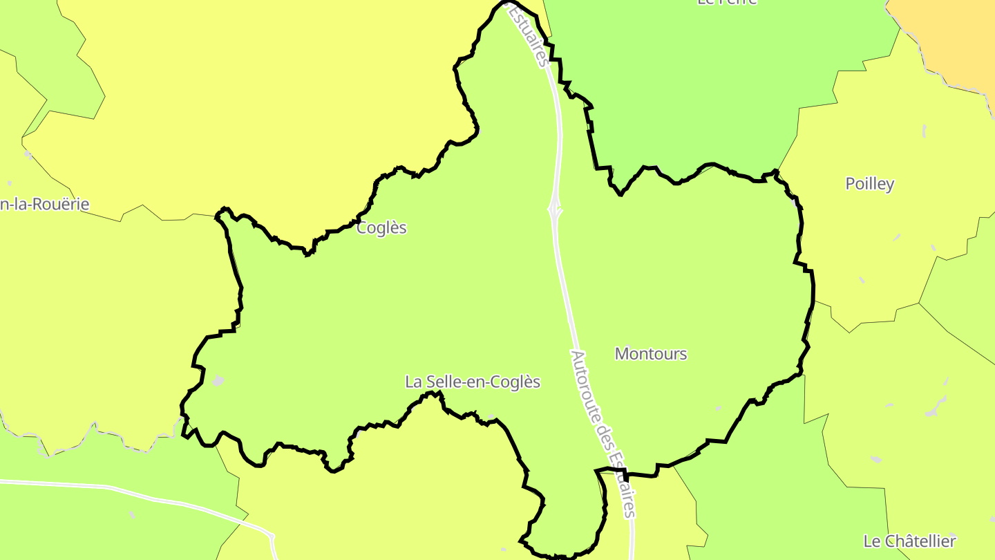 Carte des prix de l'immobilier Les Portes du Coglais