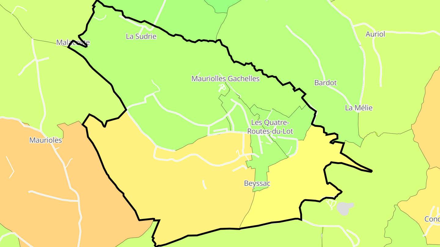 Carte des prix de l'immobilier Les Quatre-Routes-du-Lot