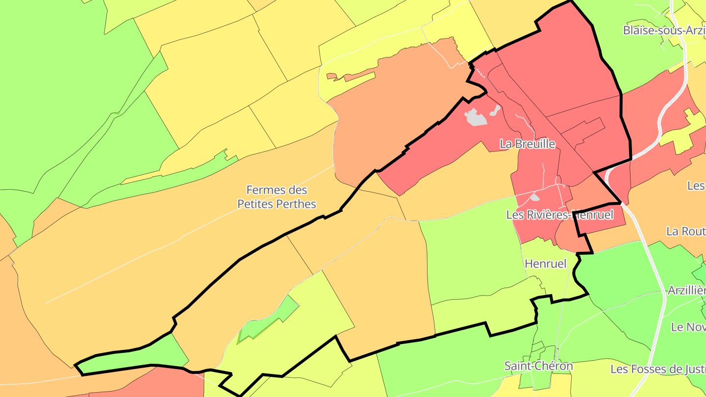 Carte des prix de l'immobilier Les Rivières-Henruel