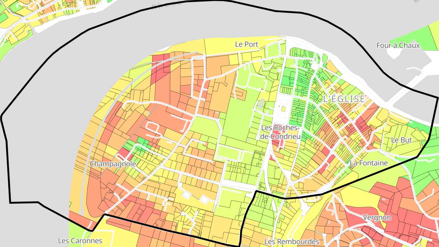 Carte des prix de l'immobilier Les Roches-de-Condrieu