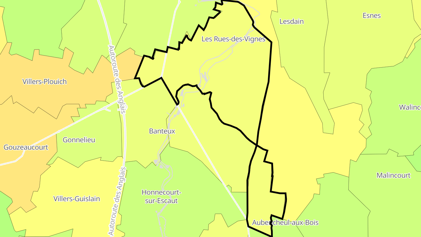 Carte des prix de l'immobilier Les Rues-des-Vignes