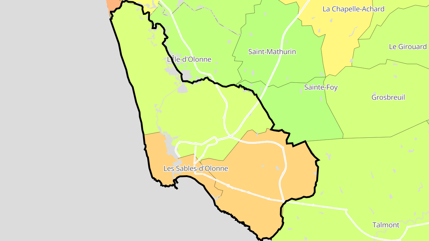 Carte des prix de l'immobilier Les Sables-d'Olonne