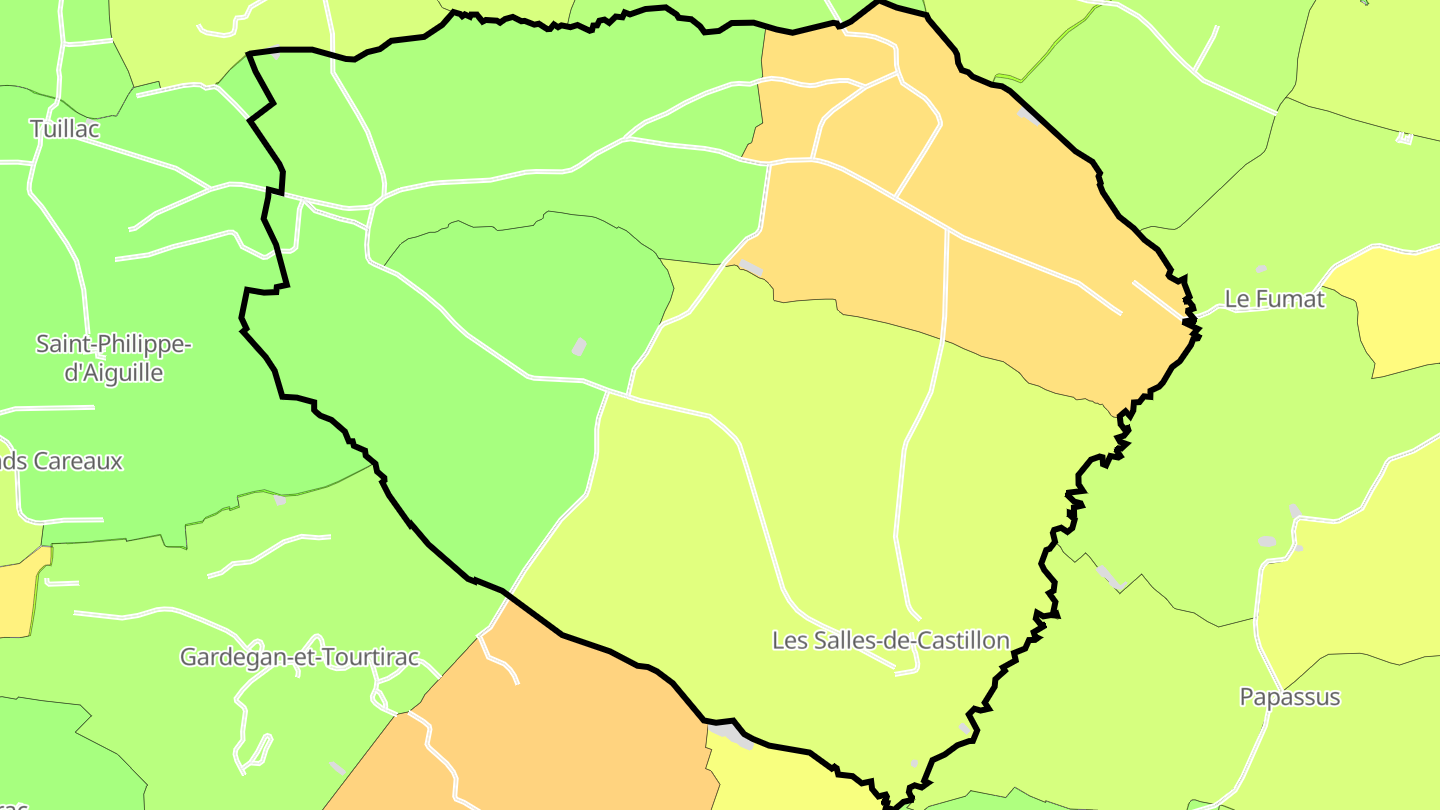Carte des prix de l'immobilier Les Salles-de-Castillon