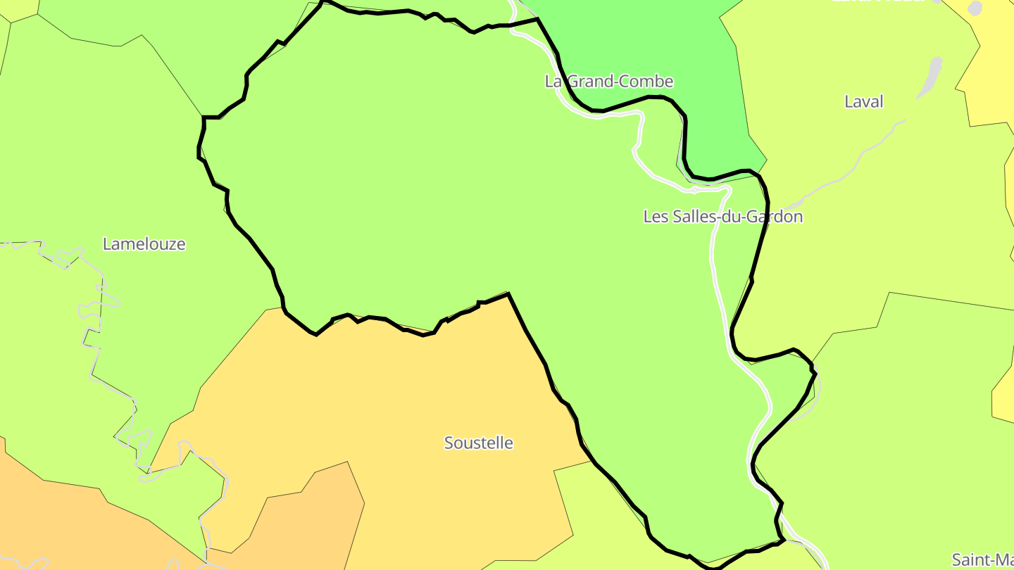 Carte des prix de l'immobilier Les Salles-du-Gardon