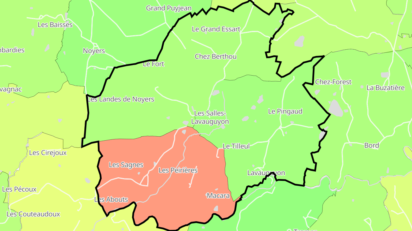 Carte des prix de l'immobilier Les Salles-Lavauguyon
