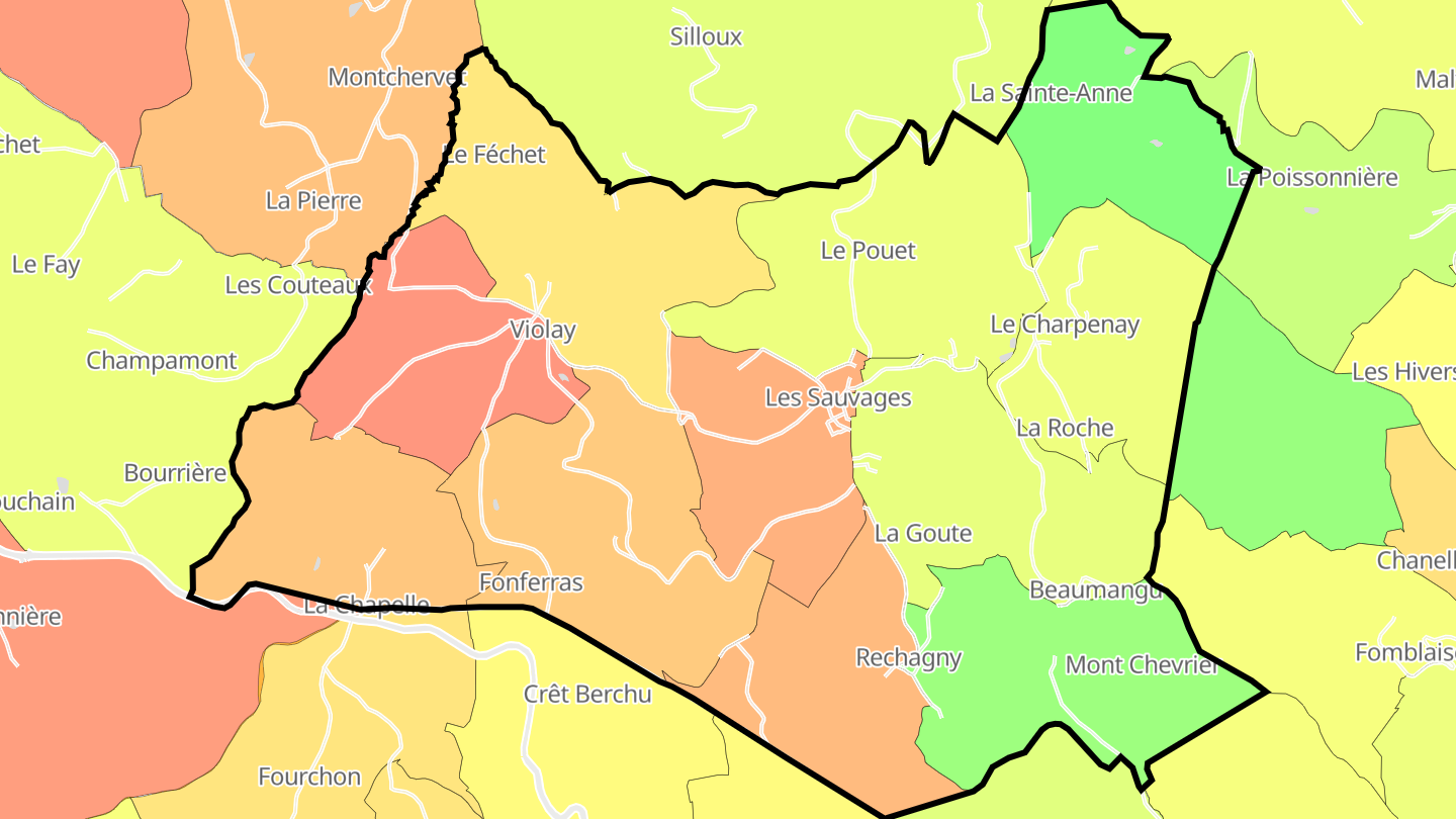Carte des prix de l'immobilier Les Sauvages