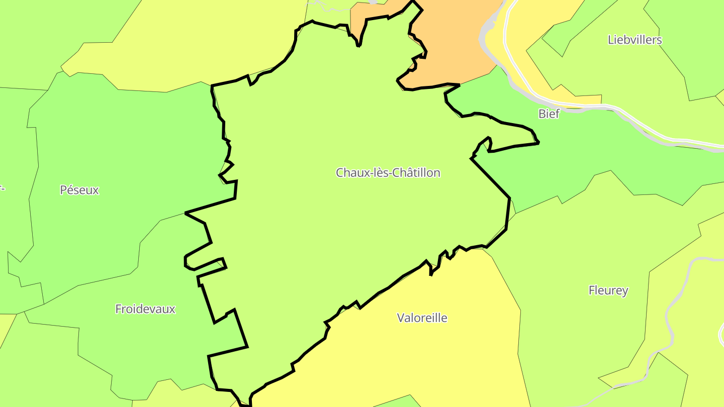 Carte des prix de l'immobilier Les Terres-de-Chaux