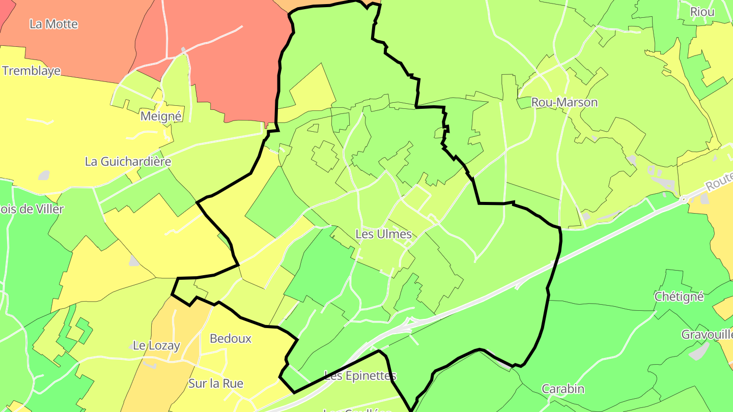 Carte des prix de l'immobilier Les Ulmes