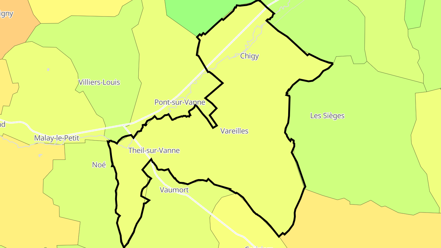 Carte des prix de l'immobilier Les Vallées de la Vanne
