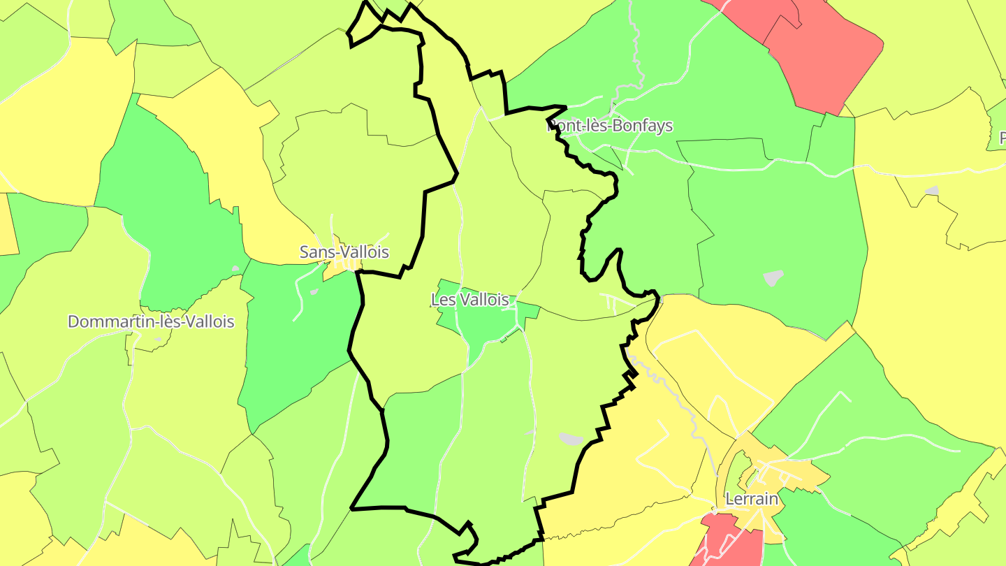 Carte des prix de l'immobilier Les Vallois