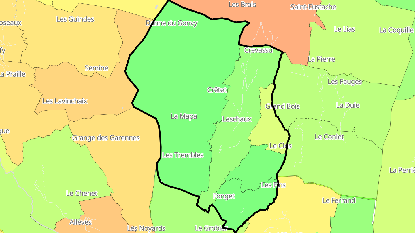 Carte des prix de l'immobilier Leschaux