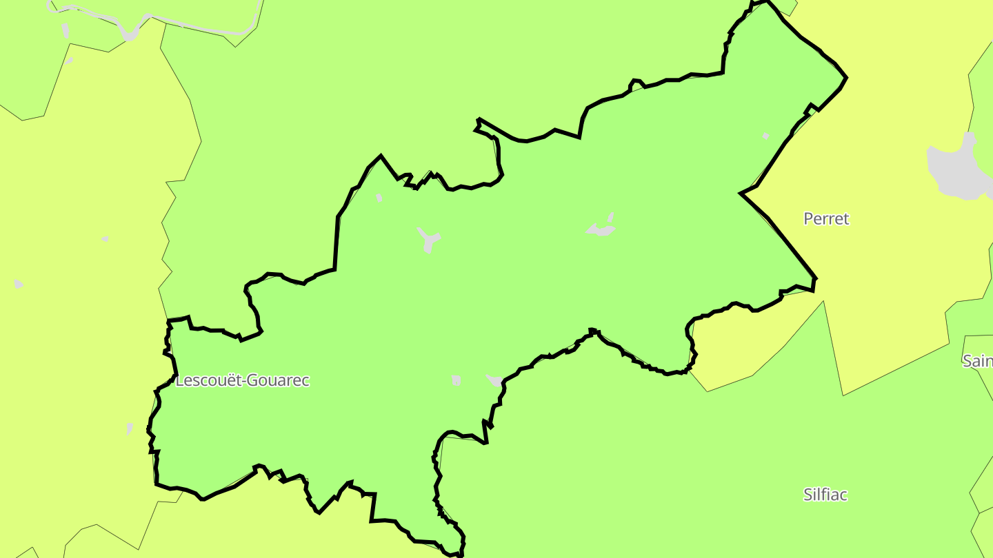 Carte des prix de l'immobilier Lescouët-Gouarec