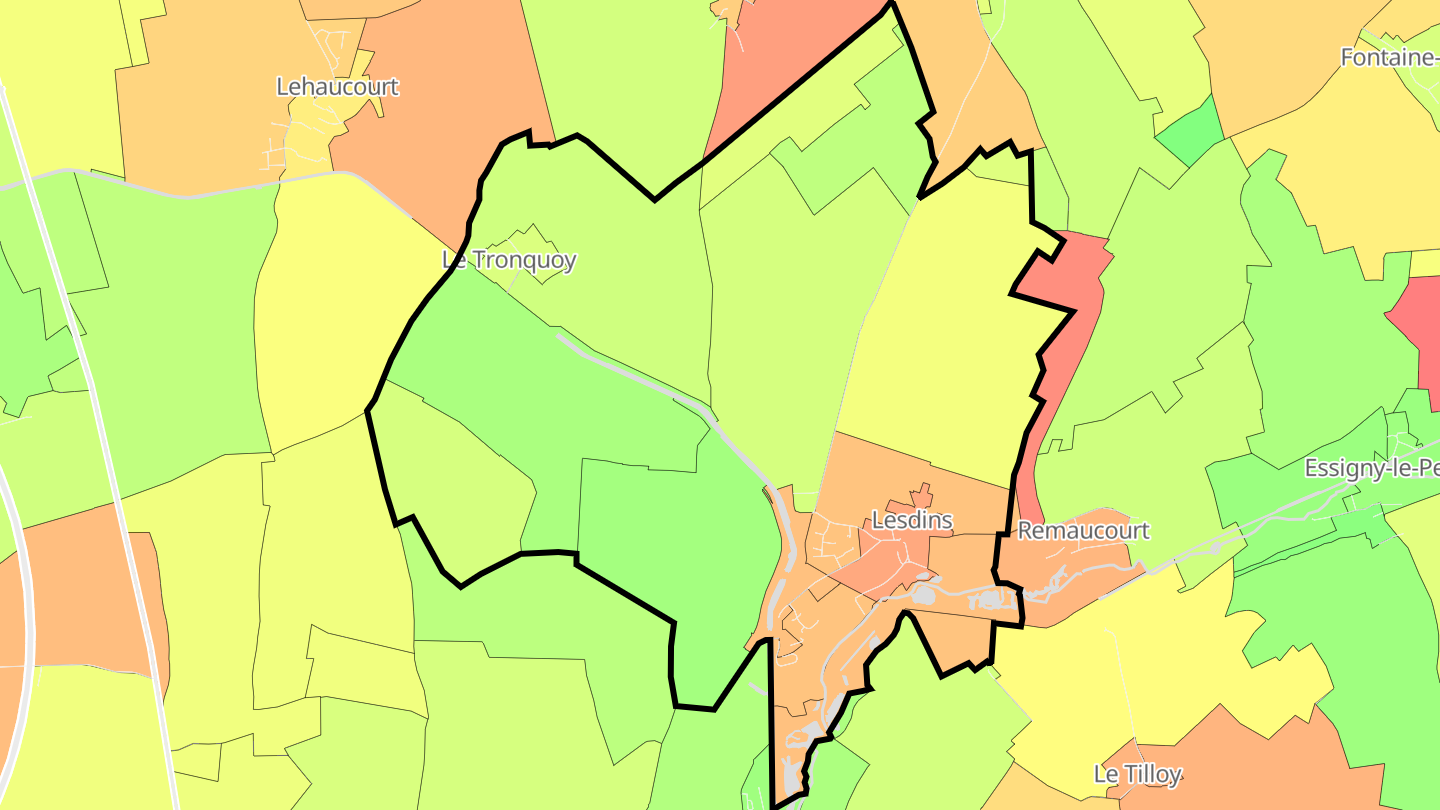 Carte des prix de l'immobilier Lesdins