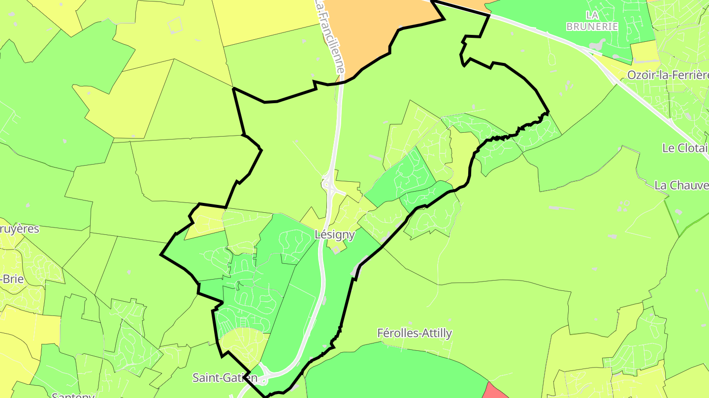 Carte des prix de l'immobilier Lésigny