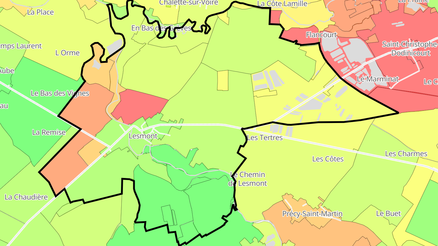 Carte des prix de l'immobilier Lesmont