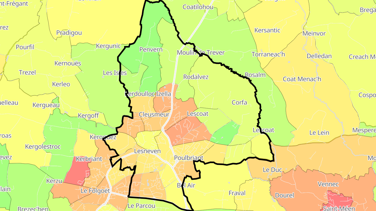Carte des prix de l'immobilier Lesneven