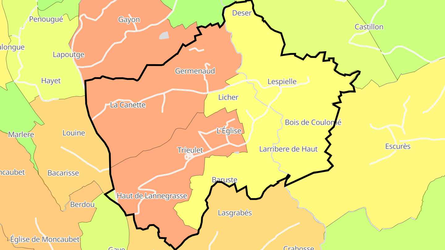 Carte des prix de l'immobilier Lespielle