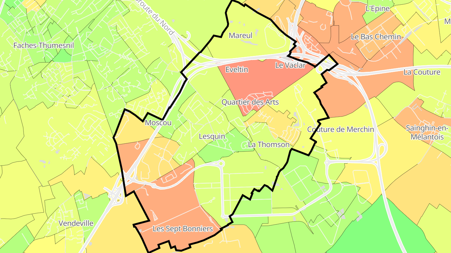 Carte des prix de l'immobilier Lesquin
